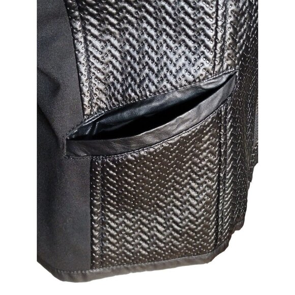KUT From The Kloth Jacket Womens Medium Black Faux Leather Herringbone Fitted - Picture 9 of 10